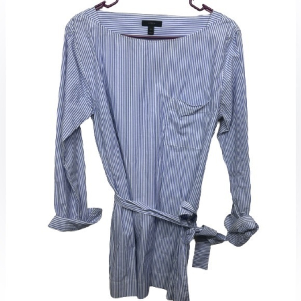 J.Crew blue striped boat‎ neck shirt
